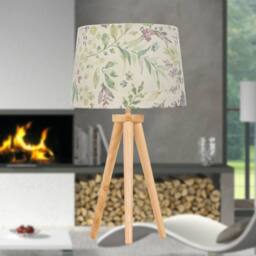 First Choice Lighting Voyage - Light Oak Table Lamp or Bedside Light with Floral Shade in Brown - thumbnail 3