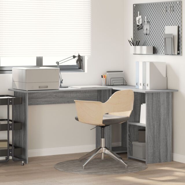 Berkfield Home Grey Computer Desk Grey Sonoma MDF Medium Storage Desk - image 1