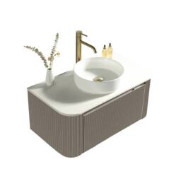 Bathroom Kingdom Flauto Soft Coffee Wall Hung Basin Vanity 870mm in Taupe