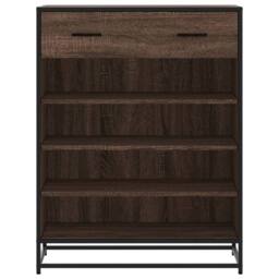 Berkfield Home Shoe Cabinet Brown Oak 75x38x97.5 cm Engineered Wood & Metal - thumbnail 4