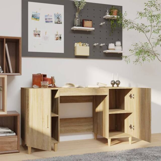 Berkfield Home Decorative Desk Sonoma Oak 140x50x75 cm Engineered Wood in Light Oak - Size: 140 x 50 x 75 cm - image 1