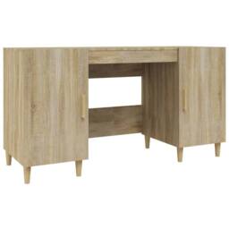 Berkfield Home Decorative Desk Sonoma Oak 140x50x75 cm Engineered Wood in Light Oak - Size: 140 x 50 x 75 cm - thumbnail 3