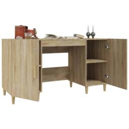 Berkfield Home Decorative Desk Sonoma Oak 140x50x75 cm Engineered Wood in Light Oak - Size: 140 x 50 x 75 cm - thumbnail 4