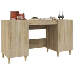 Berkfield Home Decorative Desk Sonoma Oak 140x50x75 cm Engineered Wood in Light Oak - Size: 140 x 50 x 75 cm - thumbnail 5