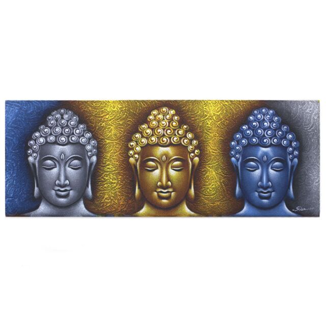 KDMD Buddha Painting - Three Heads Gold Detail - image 1