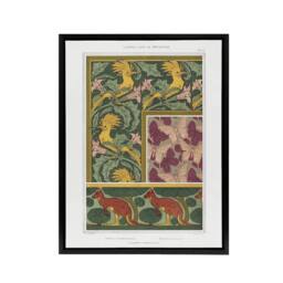 "Artery8 Birds Butterflies Kangaroo Pattern Framed Canvas Wall Art Print Verneuil in Green - Size: W12"" x H16""" - thumbnail 1