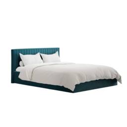 Wyld Haus Dublin Teal Velvet 4ft6 Double Ottoman Bed with Ribbed Headboard - thumbnail 3