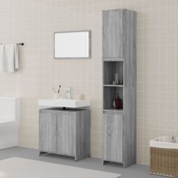 Berkfield Home 3 Piece Bathroom Furniture Set Grey Sonoma Engineered Wood - thumbnail 1