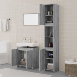 Berkfield Home 3 Piece Bathroom Furniture Set Grey Sonoma Engineered Wood - thumbnail 3