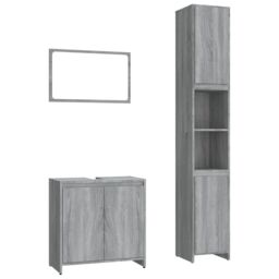 Berkfield Home 3 Piece Bathroom Furniture Set Grey Sonoma Engineered Wood - thumbnail 2