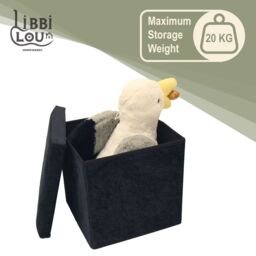 Libbi Lou Velvet Footstool Ottoman Storage Box 38x38x38cm in Black - Size: 38 x 38 x 38 cm - thumbnail 2