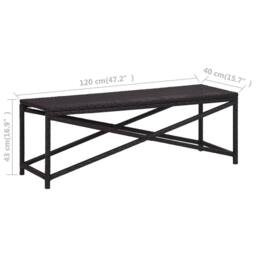 Berkfield Home Garden Bench 120 cm Poly Rattan Black - thumbnail 5