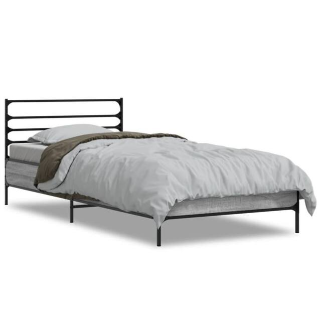 Berkfield Home Bed Frame without Mattress Grey Sonoma 90x190 cm Single - image 1