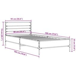 Berkfield Home Bed Frame without Mattress Grey Sonoma 90x190 cm Single - thumbnail 9