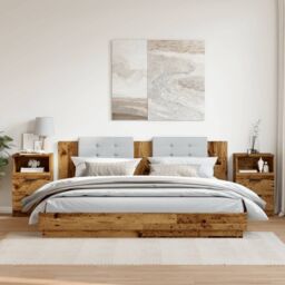 Berkfield Home Bedside Cabinets 2 pcs Old Wood 40x36x65 cm Engineered Wood in Brown - Size: 40 x 36 x 65 cm - thumbnail 4