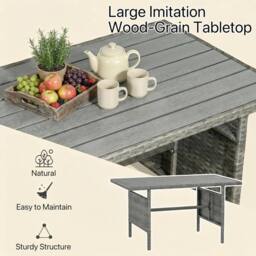 Alivio 9-Seater Outdoor Rattan Patio Furniture Sofa Set with Dining Table, Cushion & Stools in Grey - thumbnail 4
