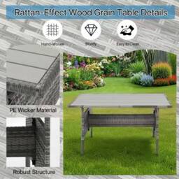 Alivio 9-Seater Outdoor Rattan Patio Furniture Sofa Set with Dining Table, Cushion & Stools in Grey - thumbnail 2