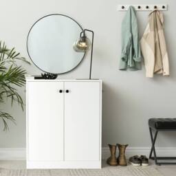 Costway 2-Door Storage Cabinet Buffet Cabinet w/ 3 Shelves Sideboard Kitchen in White - thumbnail 6