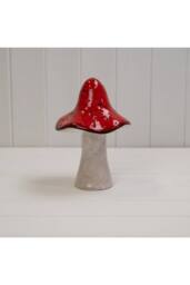 KDMD Red & Grey Rustic Ceramic Mushroom - thumbnail 1