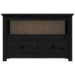 Berkfield Home TV Cabinet Black 79x35x52 cm Solid Wood Pine - Size: 79 x 35 x 52 cm - thumbnail 6