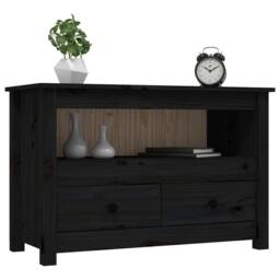 Berkfield Home TV Cabinet Black 79x35x52 cm Solid Wood Pine - Size: 79 x 35 x 52 cm - thumbnail 4