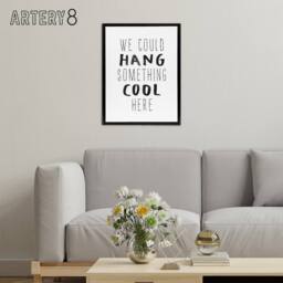 "Artery8 We Could Hang Something Cool Here Funny Simple Framed Canvas Art Print in White - Size: W12"" x H16""" - thumbnail 3