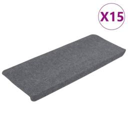 Berkfield Home Stair Mats Self-adhesive 15 pcs 65x24.5x3.5 cm Grey - Size: Medium - thumbnail 3