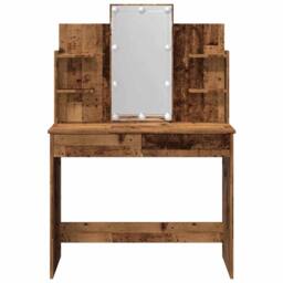 Berkfield Home Beautiful Dressing Table with LED Lights Old Wood 96x40x142 cm in Brown - Size: 96 x 40 x 142 cm - thumbnail 7