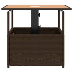 Berkfield Home Garden Table with Parasol Hole Brown 55x55x46.5 cm Poly Rattan - thumbnail 5