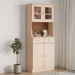 Berkfield Home Highboard ALTA 77x35x188 cm Solid Wood Pine in Brown - Size: 77 x 35 x 188 cm