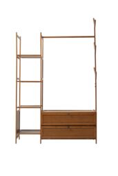 Living and Home 162CM Bamboo Clothes Garment Rack with Storage Shelves, Drawer Organiser in Brown - thumbnail 4