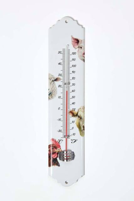 Homescapes Outdoor Thermometer with Farmyard Animal Design in White - image 1
