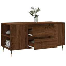 Berkfield Home Coffee Table Brown Oak 102x44.5x50 cm Engineered Wood - thumbnail 4