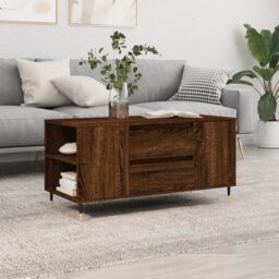 Berkfield Home Coffee Table Brown Oak 102x44.5x50 cm Engineered Wood - thumbnail 1