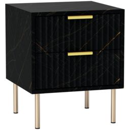 HOMCOM Bedside Table Bedside Cabinet with 2 Drawers for Bedroom in Black - thumbnail 2