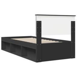 Berkfield Home Bed Frame with Headboard Black 90 x 190 cm Solid Pine Wood - thumbnail 9