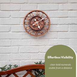 Marco Paul Large Bronze 30cm Open Faced Skeleton Mechanical garden clock Outdoor/Indoor - thumbnail 7