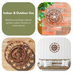Marco Paul Large Bronze 30cm Open Faced Skeleton Mechanical garden clock Outdoor/Indoor - thumbnail 8