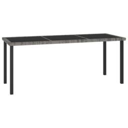 Berkfield Home Garden Dining Table Grey 180x70x73 cm Poly Rattan - Size: 180 x 70 x 73 cm - thumbnail 2