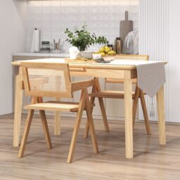 Costway Set of 2 Kitchen Dining Chair Set Modern Rattan Accent Chair Backrest Side Chair in Natural - thumbnail 5