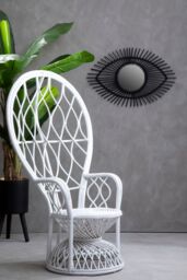 Orsina High Back Rattan Peakcock Chair in White - thumbnail 5