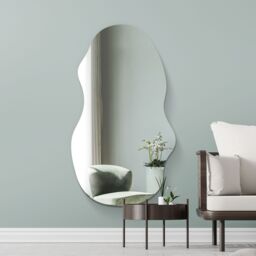 "MirrorOutlet The Lacuna - Frameless Pond Wall Mirror 63"" X 28"" (160CM X 70CM) in Silver - Size: 1 Pack" - thumbnail 2