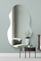 "MirrorOutlet The Lacuna - Frameless Pond Wall Mirror 63"" X 28"" (160CM X 70CM) in Silver - Size: 1 Pack"