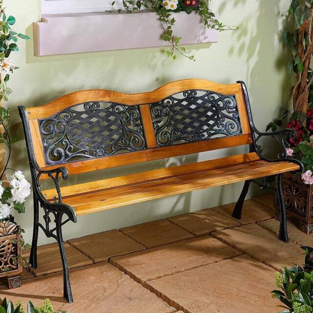 Gainsborough Wooden Garden Bench, Weatherproof Anti Rust 2 Seater in Brown