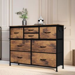 Pirlo Plush Bedroom Chest With 8 Fabric Drawers Rustic Brown - thumbnail 4