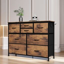 Pirlo Plush Bedroom Chest With 8 Fabric Drawers Rustic Brown - thumbnail 3