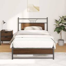 Berkfield Home Bed Frame without Mattress Brown Oak 100x200 cm Engineered Wood - thumbnail 5