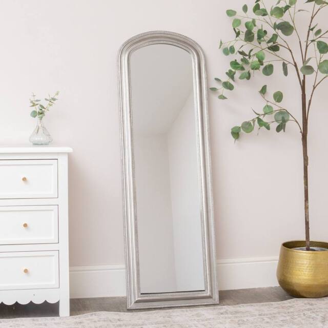 Melody Maison Full Length Foiled Silver Leaner & Wall Mirror - 47cm X 142cm - Size: 47 cm X 142 cm - image 1