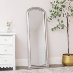Melody Maison Full Length Foiled Silver Leaner & Wall Mirror - 47cm X 142cm - Size: 47 cm X 142 cm