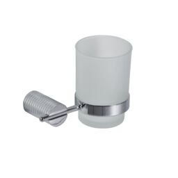 Showerdrape Vitality Chrome Stainless Steel & Frosted Glass Wall Mounted Toothbrush Holder in Metallic Silver - thumbnail 3